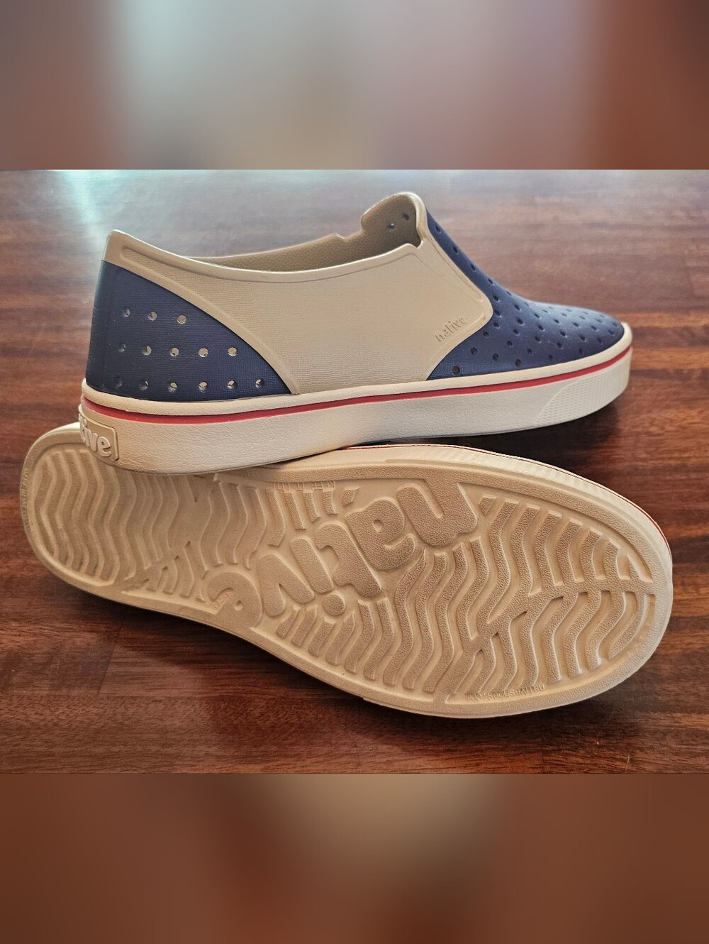 Native Men's Slip-On Loafer in Navy, Cream and Red